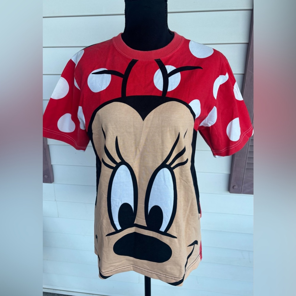 Disney women’s Minnie Mouse Face T Shirt Red White Medium Tokyo